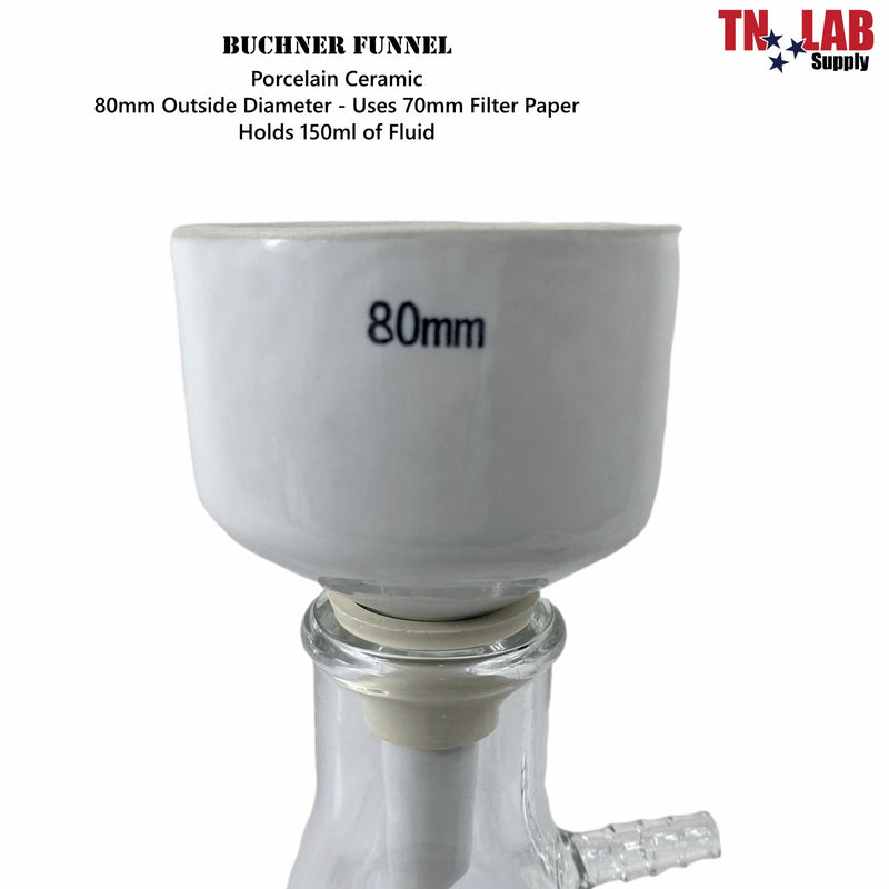 Buchner Funnel Porcelain Vacuum Filter Funnel 080mm - 8cm