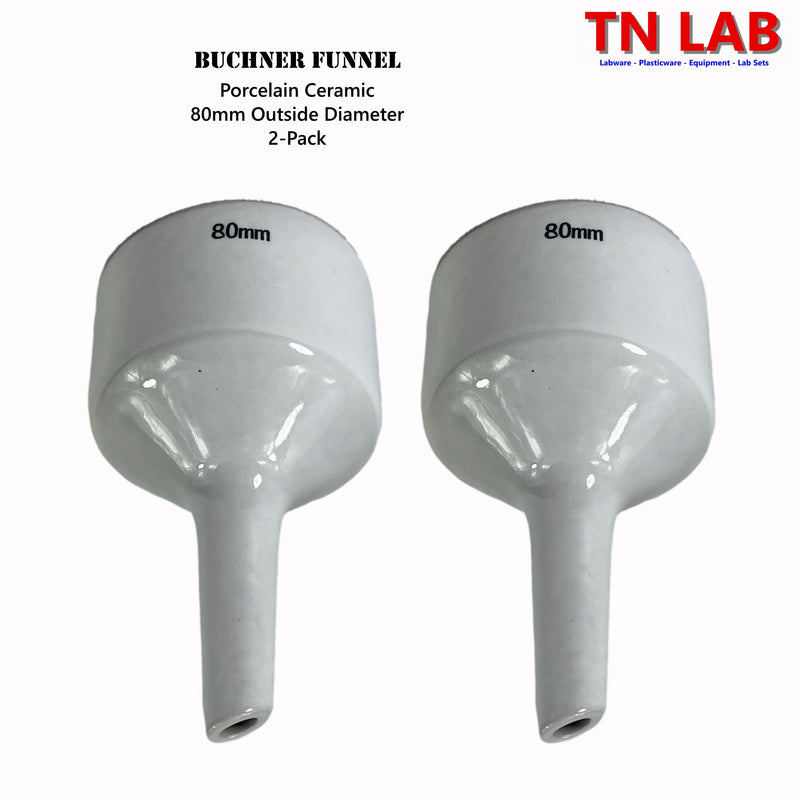 TN LAB Buchner Funnel 80mm Porcelain Ceramic 2-Pack
