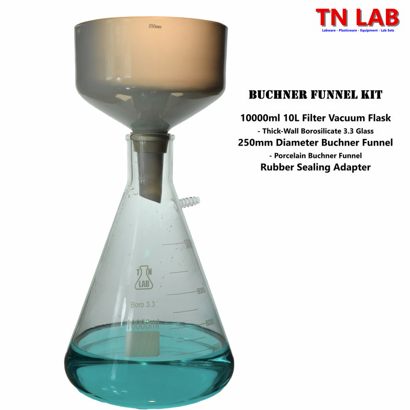 TN LAB Supply Buchner Funnel Kit 250mm Buchner Funnel with 10000ml 10L Filter Flask Vacuum Flask 