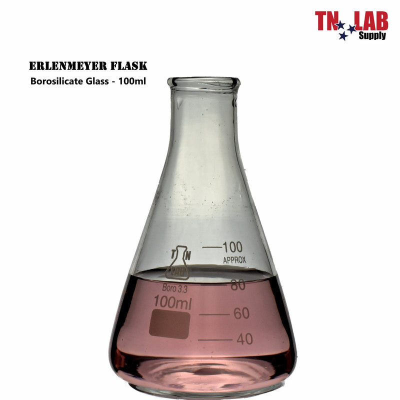 TN LAB Supply 100ml Erlenmeyer Flask Borosilicate Glass