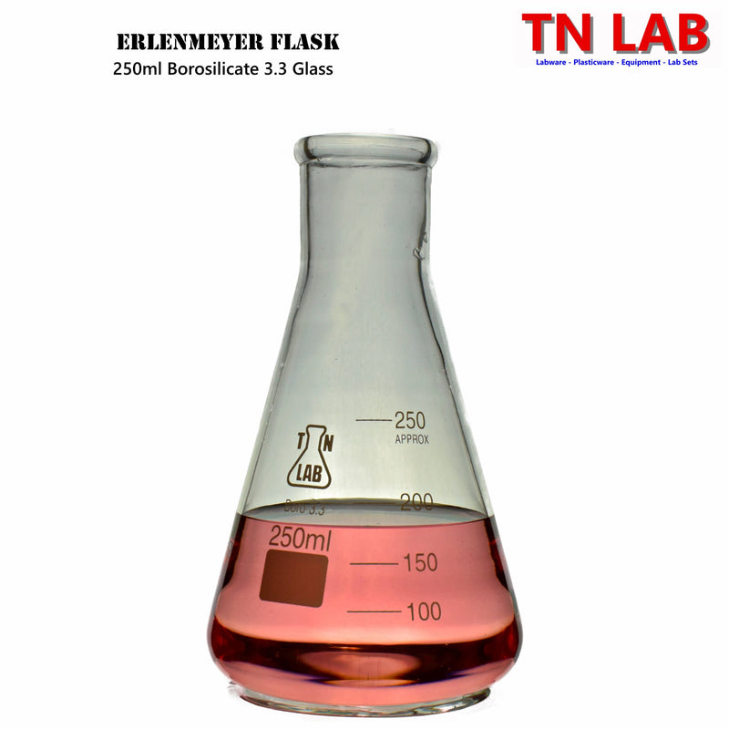 TN LAB Supply 250ml Erlenmeyer Flask Conical Flask Borosilicate 3.3 Glass