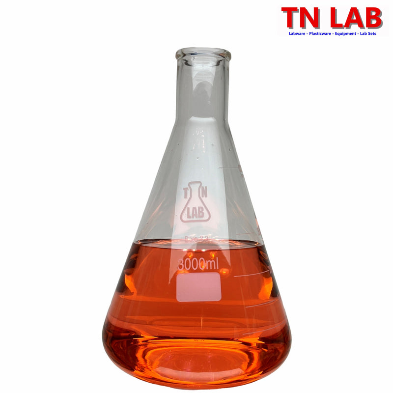 TN LAB 3000ml 3L Erlenmeyer Conical Flask Borosilicate 3.3 Glass