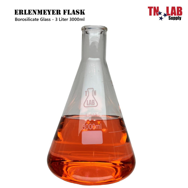 TN LAB Supply 3000ml 3L Erlenmeyer Flask Borosilicate Glass