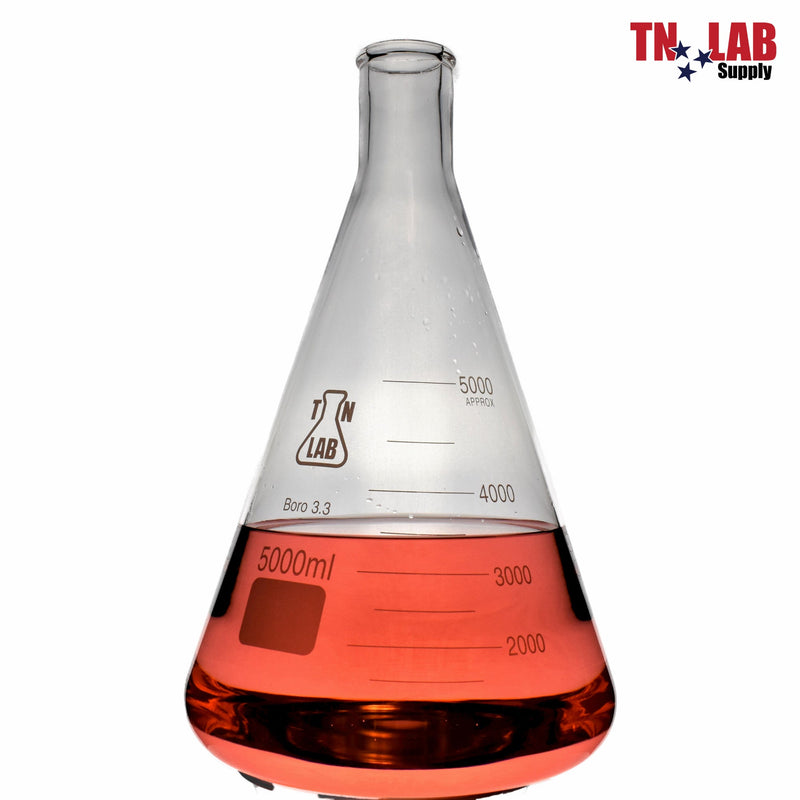 TN LAB Supply 5000ml 5L Erlenmeyer Flask Borosilicate Glass