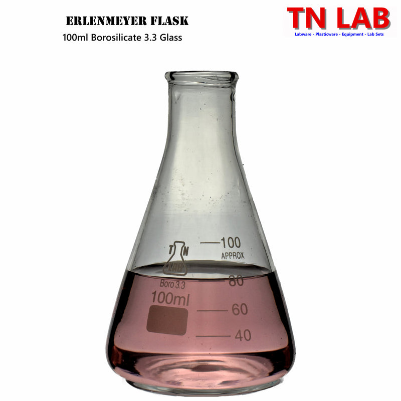 TN LAB Supply Erlenmeyer Flask Borosilicate Glass 100ml Flask