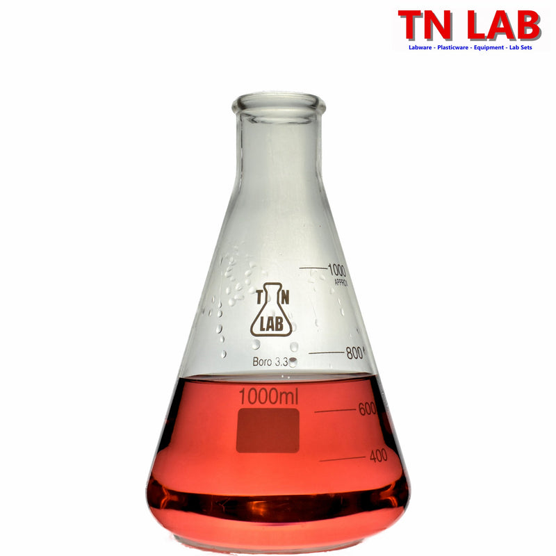 TN LAB Supply 1000ml 1L Erlenmeyer Flask Borosilicate 3.3 Glass