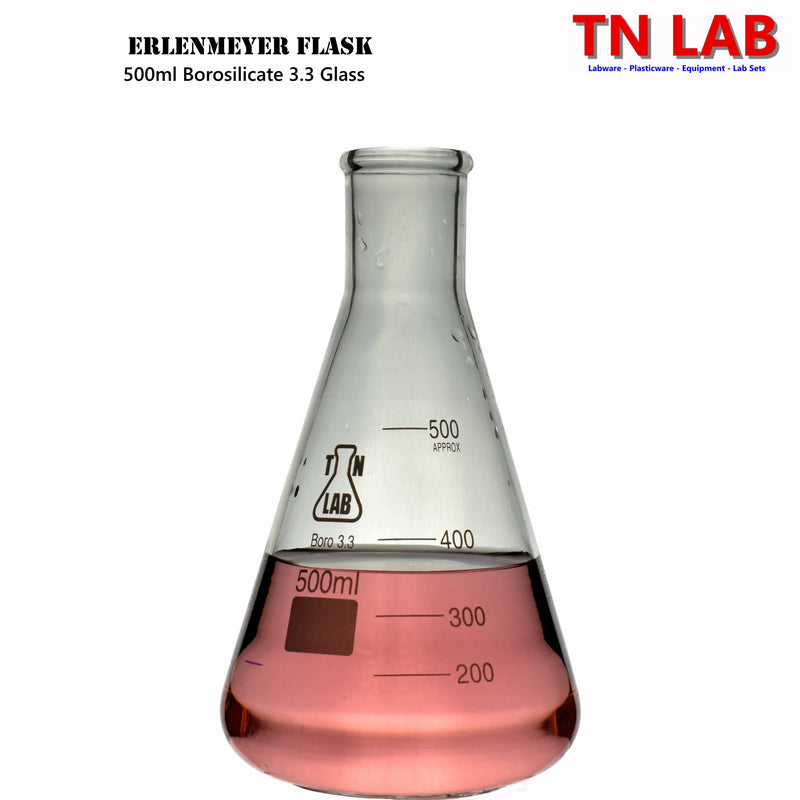 TN LAB Supply 500ml Erlenmeyer Flask Borosilicate 3.3 Glass