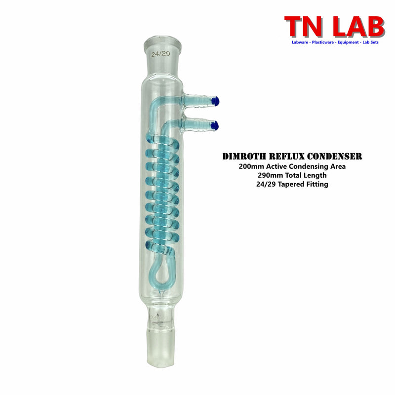 TN LAB Supply 200mm Dimroth Reflux Condenser Borosilicate 3.3 Glass