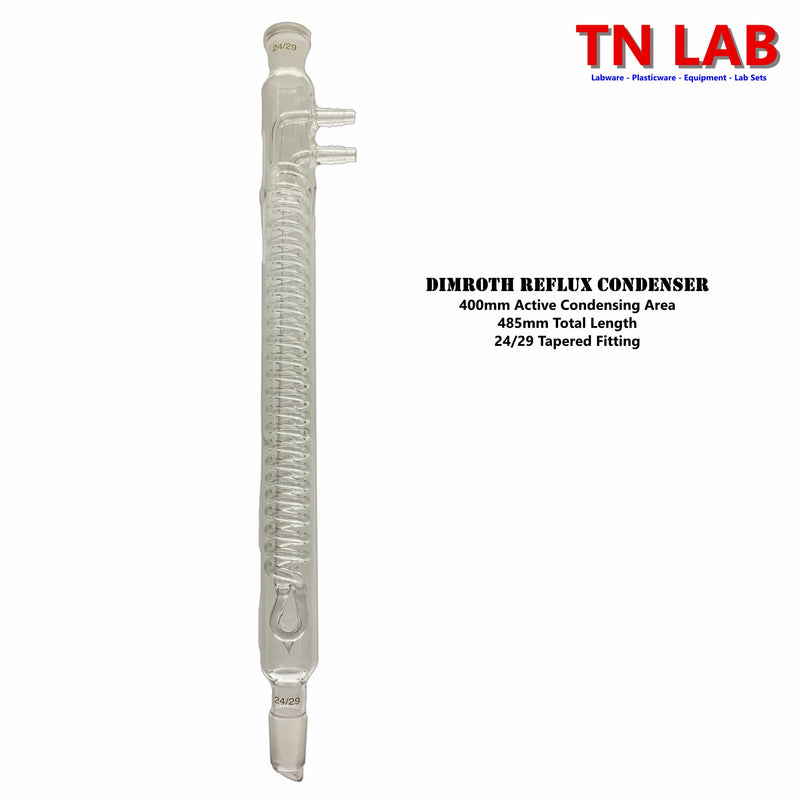 TN LAB Supply 400mm Dimroth Reflux Condenser Borosilicate 3.3 Glass