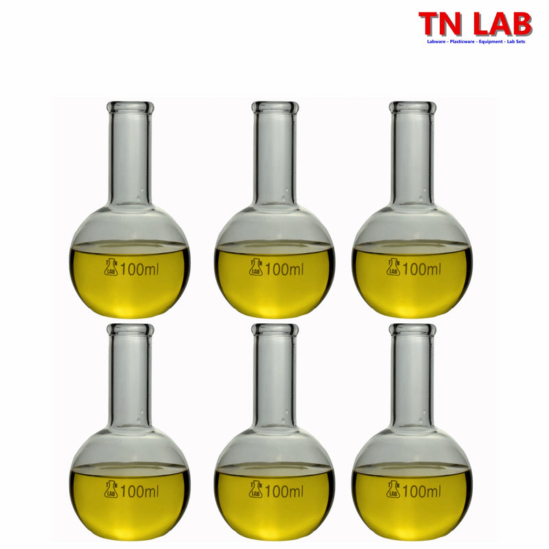 TN LAB Supply 100ml Flat Bottom Boiling Flask 6-Pack