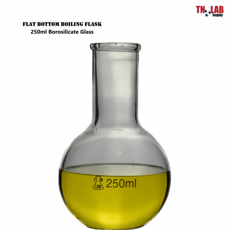 TN LAB Supply 250ml Flat Bottom Boiling Flask Borosilicate 3.3 Glass Flask