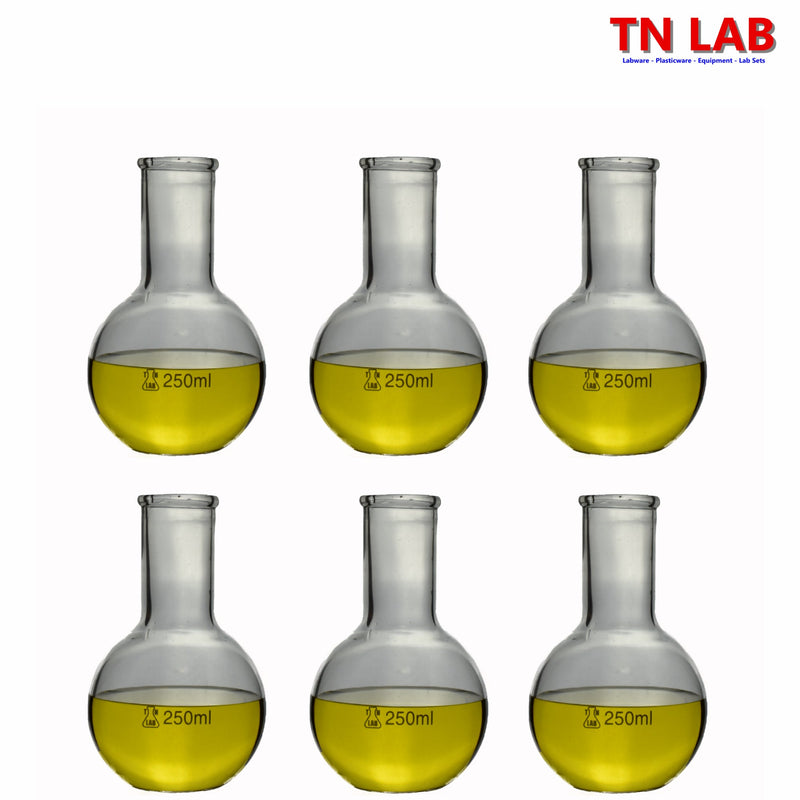 TN LAB Supply 250ml Flat Bottom Boiling Flask 6-Pack