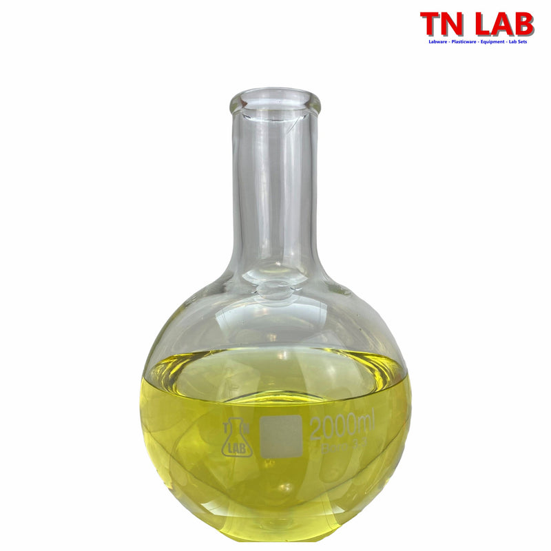 TN LAB Supply 2000ml 2L Flat Bottom Boiling Flask Thick-Wall Borosilicate 3.3 Glass