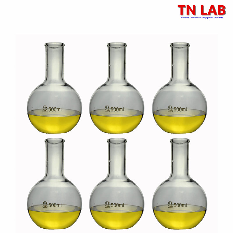 TN LAB Supply 500ml Flat Bottom Boiling Flask 6-Pack