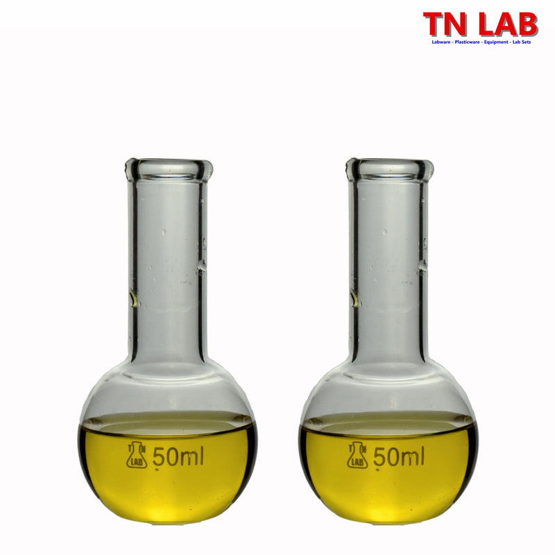 TN LAB Supply 50ml Flat Bottom Boiling Flask  2-Pack