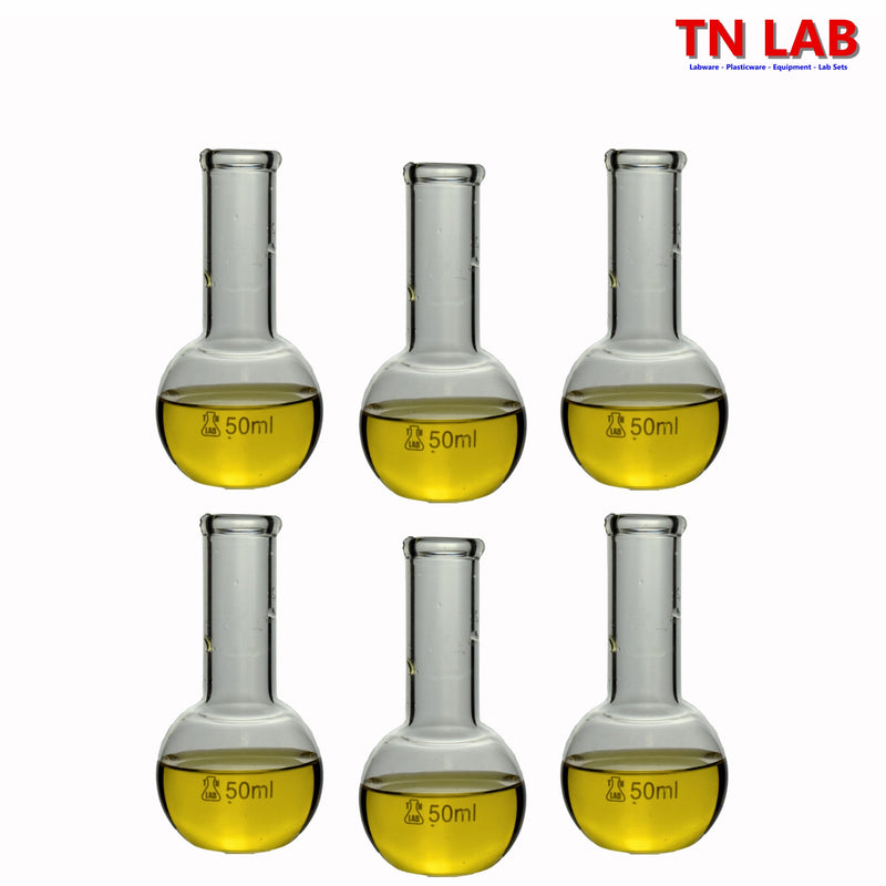 TN LAB Supply 50ml Flat Bottom Boiling Flask  6-Pack
