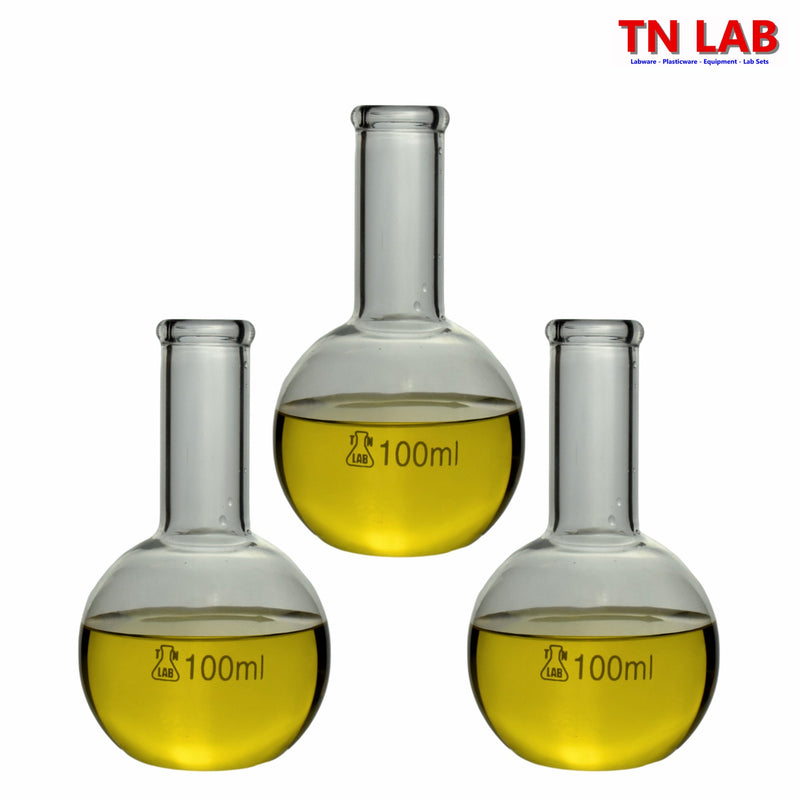 TN LAB Supply 100ml Flat Bottom Boiling Flask 3-Pack