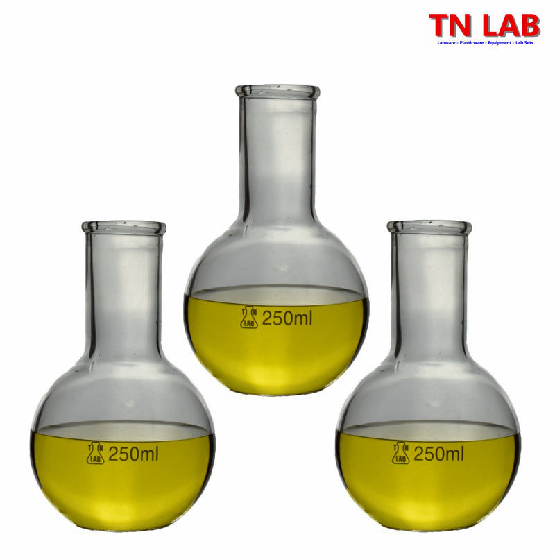 TN LAB Supply 250ml Flat Bottom Boiling Flask 3-Pack