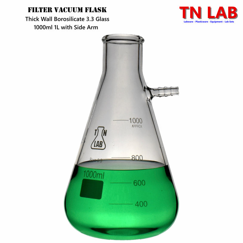 TN LAB Supply Filter Flask Vacuum Flask 1000ml 1 L with Side Arm