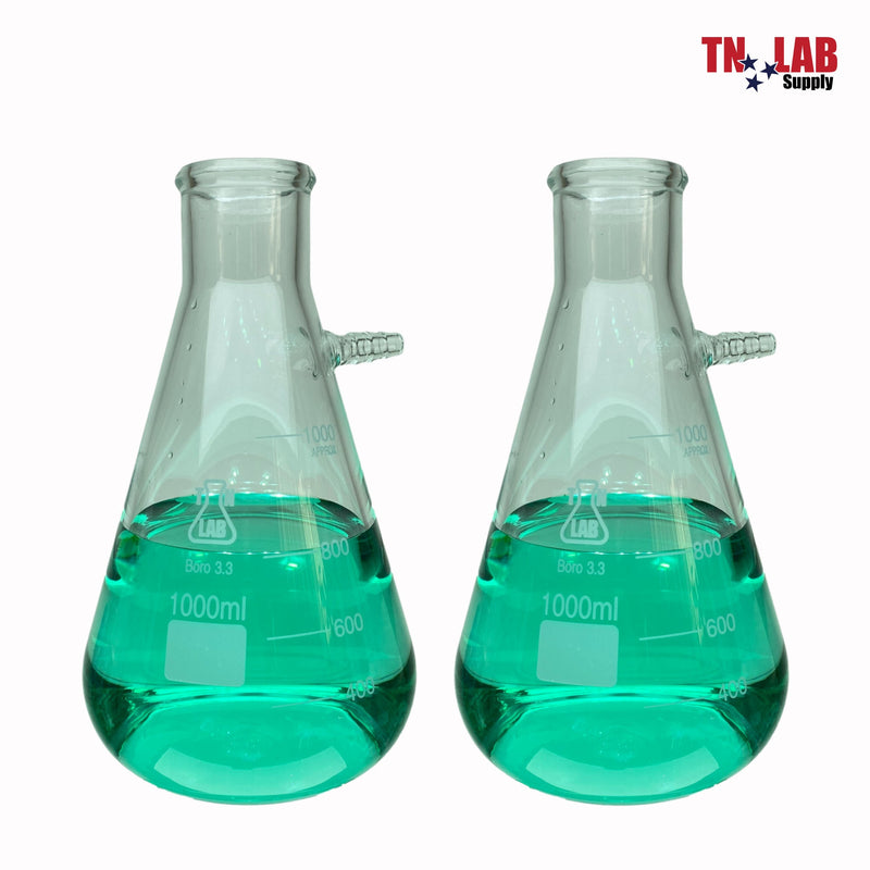TN LAB Supply Filter Vacuum Flask 1000ml 1L Borosilicate 3.3 Glass 2-Pack
