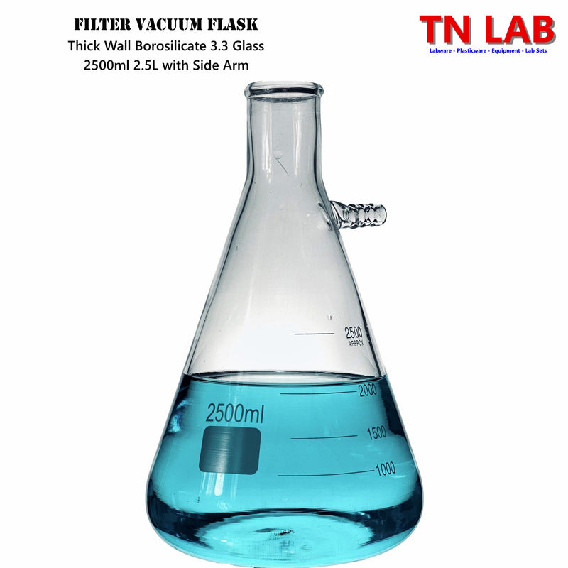 TN LAB Filter Vacuum Flask 2500ml 2.5L Borosilicate 3.3 Glass