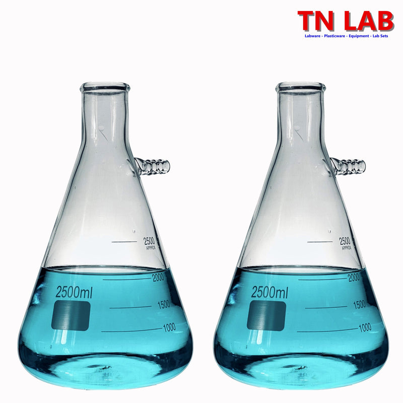 TN LAB Filter Vacuum Flask 2500ml 2.5L Borosilicate 3.3 Glass 2-Pack