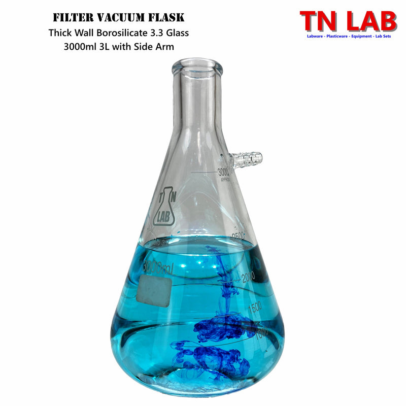 TN LAB Filter Vacuum Flask 3000ml 3L Borosilicate 3.3 Glass