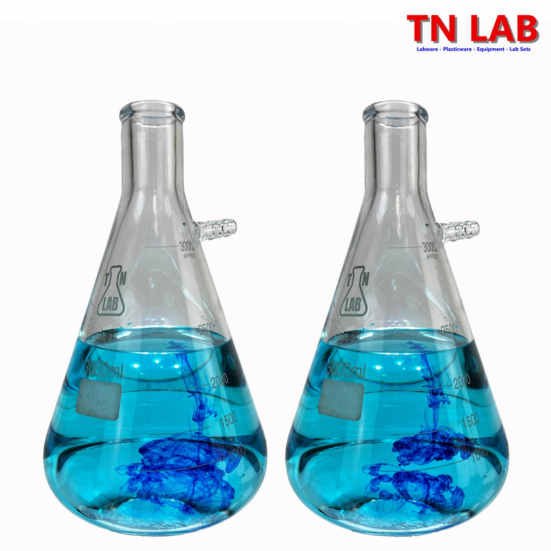 TN LAB Filter Vacuum Flask 3000ml 3L Borosilicate 3.3 Glass 2-Pack