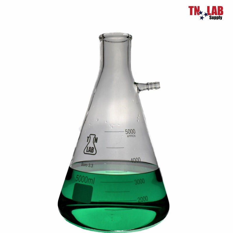TN LAB Filter Flask Vacuum Flask Buchner Flask Borosilicate Glass 5000ml 5 Liters