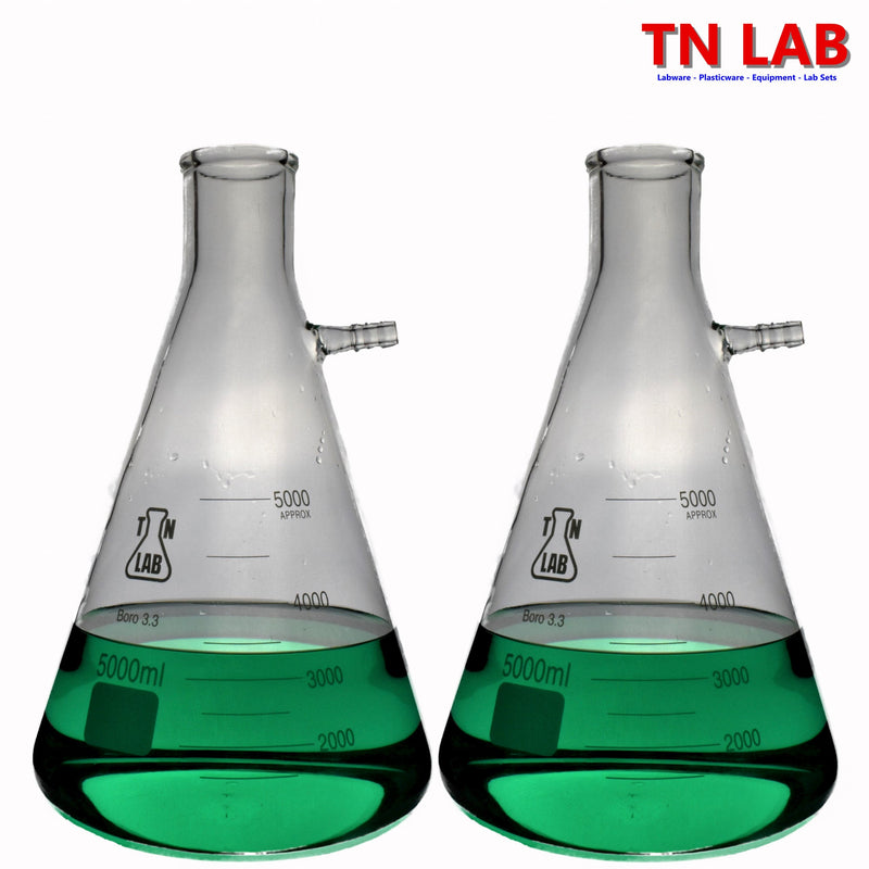 TN LAB Filter Vacuum Flask 5000ml 5L Borosilicate 3.3 Glass 2-Pack
