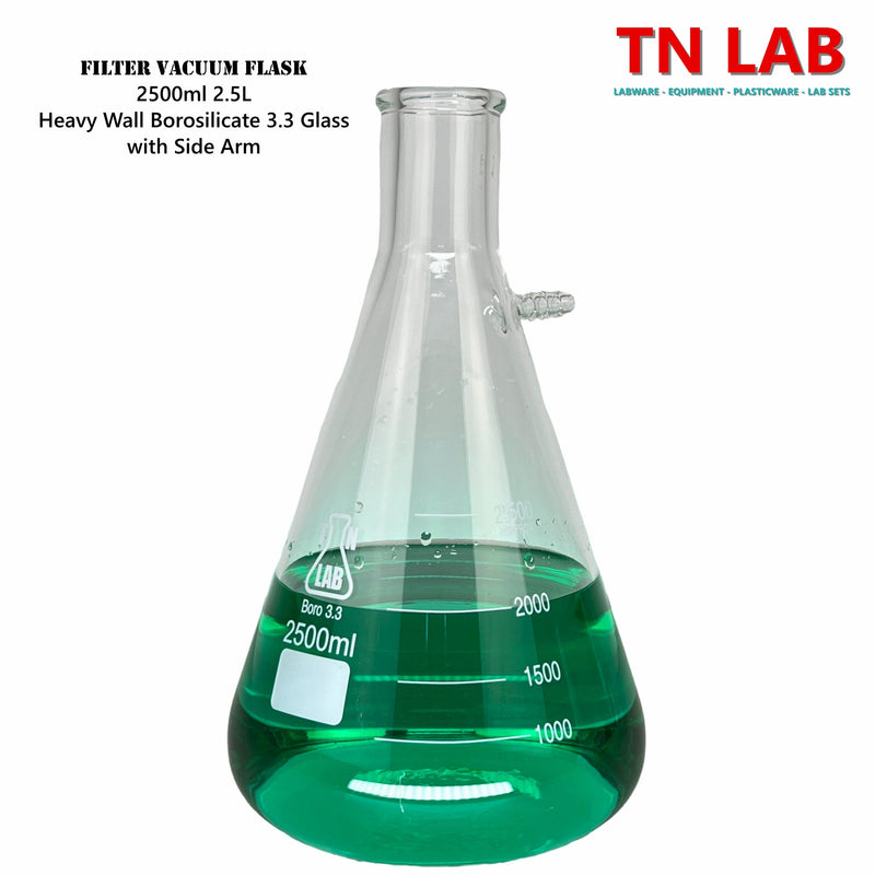 TN LAB Filter Vacuum Flask 2500ml 2.5L Heavy-Wall Borosilicate 3.3 Glass