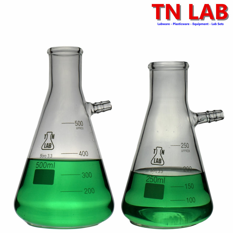 Filter Flask Vacuum Flask Glass SET of 2 - 250ml & 500ml Buchner Flasks