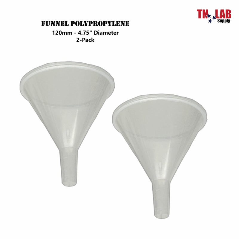 TN LAB Funnel Polypropylene Plastic 120mm 5" Funnel 2-Pack