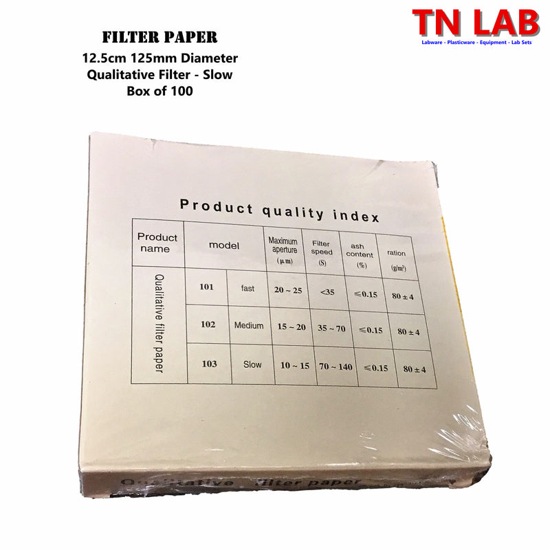 TN LAB Supply Filter Paper 12.5cm 125mm Round Qualitative Slow Filter for Buchner Funnels and Other Funnels 100-Filters Specifications