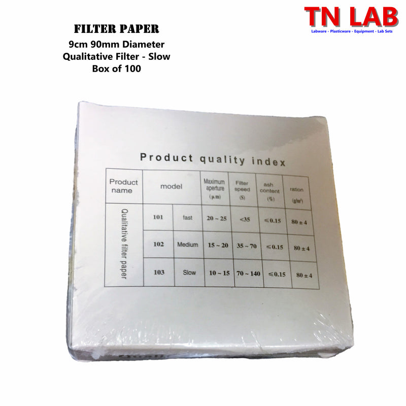 TN LAB Supply Filter Paper 9cm 90mm Round Qualitative Slow Filter for Buchner Funnels and Other Funnels 100-Filters Specifications