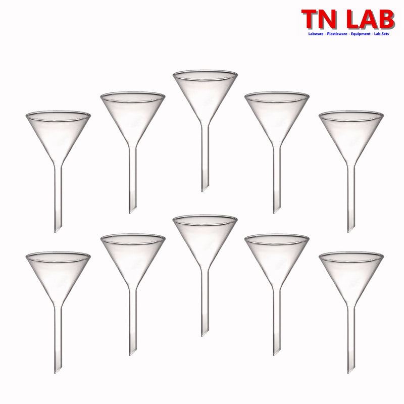 TN LAB Supply 60mm Funnel Borosilicate 3.3 Glass 10-Pack