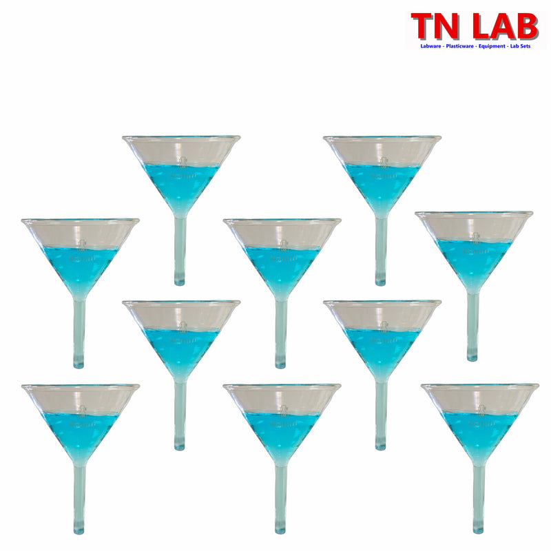 TN LAB Supply 90mm Funnel Borosilicate 3.3 Glass 10-Pack