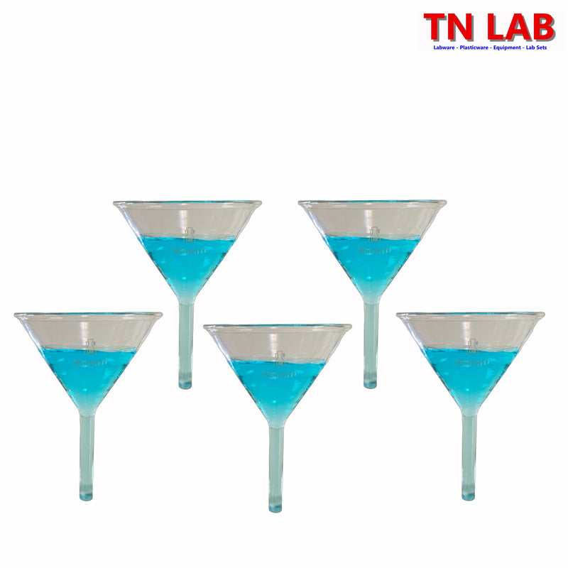 TN LAB Supply 90mm Funnel Borosilicate 3.3 Glass 5-Pack