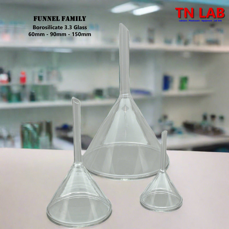 TN LAB Lab Funnel Family Borosilicate Glass 60mm-90mm-150mm