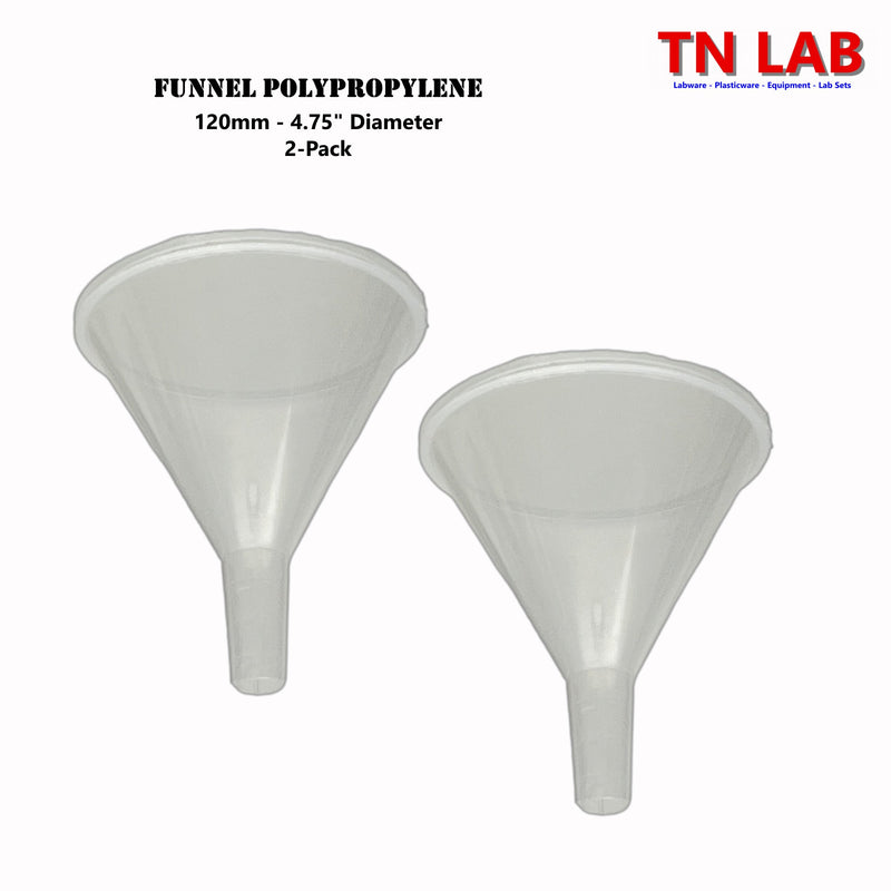 TN LAB Supply PP 90mm Polypropylene Funnel 2-Pack