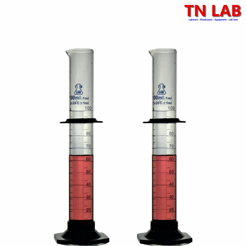 TN LAB Supply 100ml Graduated Measuring Cylinder Borosilicate 3.3 Glass 2-Pack