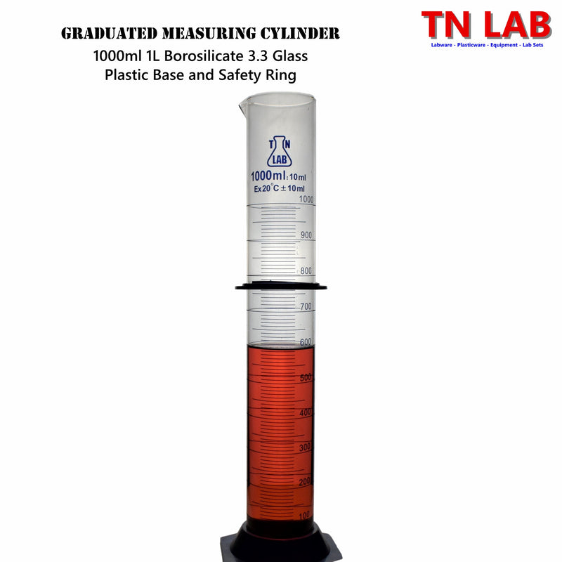 TN LAB Supply 1000ml 1L Graduated Measuring Cylinder Borosilicate 3.3 Glass