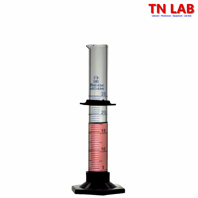 TN LAB Supply 25ml Graduated Measuring Cylinder Borosilicate 3.3 Glass