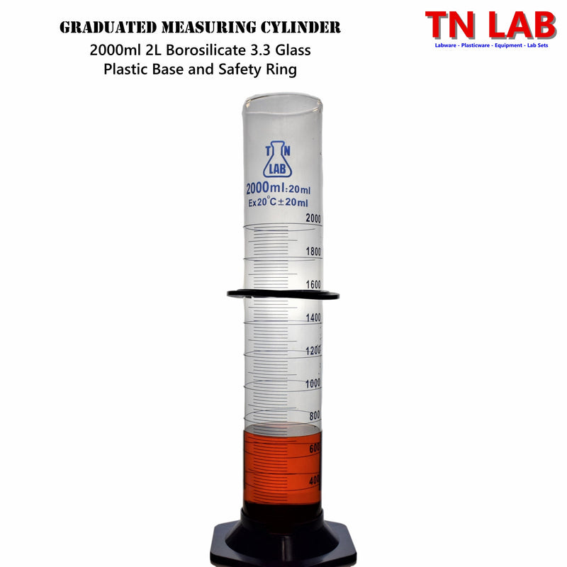 TN LAB Supply 2000ml 2L Graduated Measuring Cylinder Borosilicate 3.3 Glass