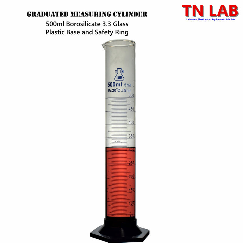 TN LAB Supply 500ml Graduated Measuring Cylinder Borosilicate 3.3 Glass