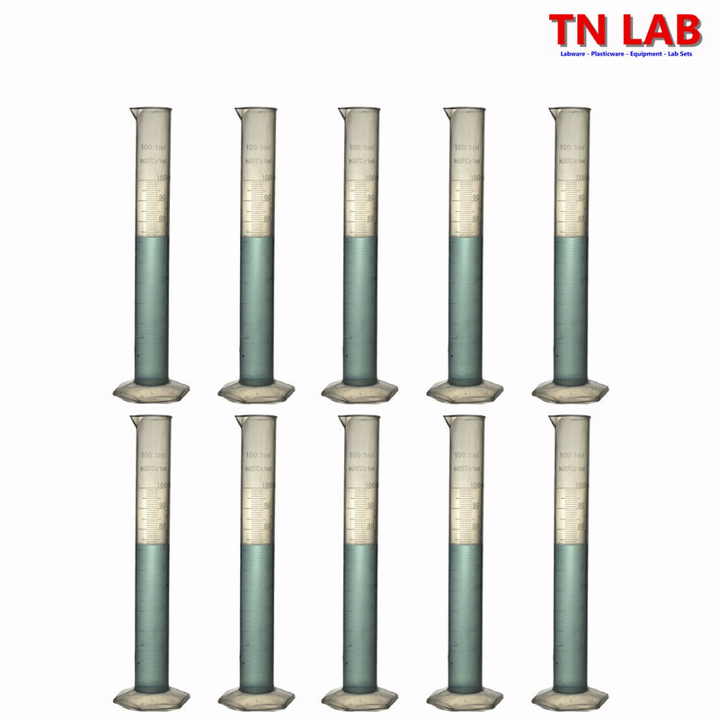 TN LAB Supply Graduated Measuring Cylinder 100ml Polypropylene Plastic PP GMC 10-Pack