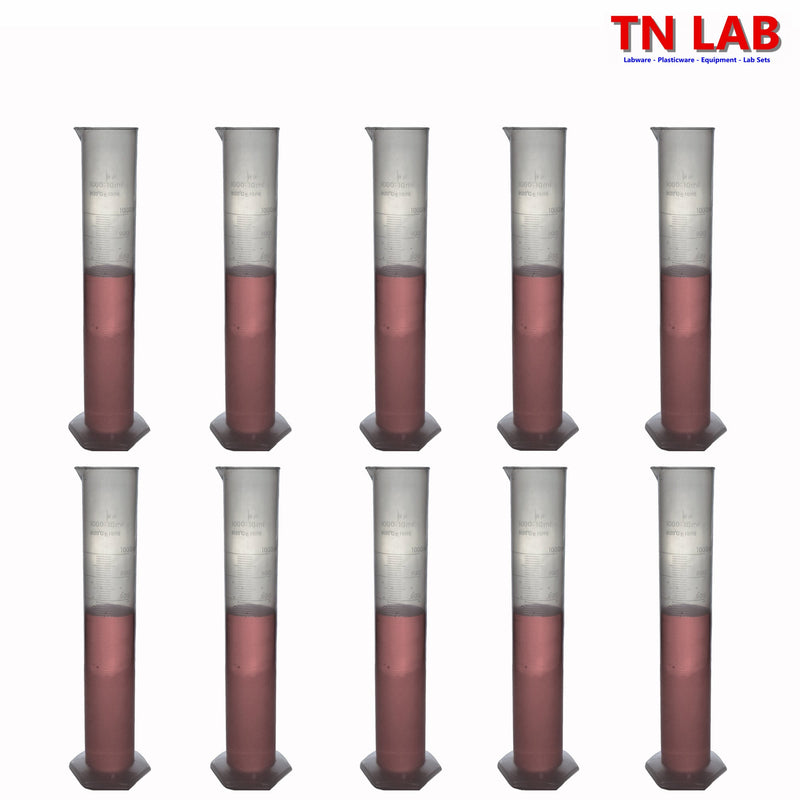 TN LAB Supply Graduated Measuring Cylinder 1000ml 1L Polypropylene Plastic PP GMC 10-Pack