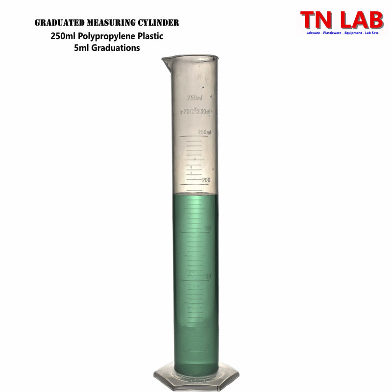 TN LAB Supply Graduated Measuring Cylinder 250ml Polypropylene Plastic PP GMC