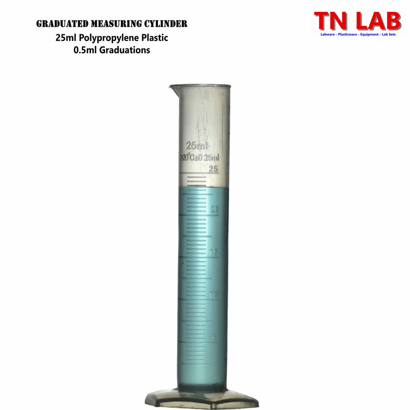 TN LAB Supply Graduated Measuring Cylinder 25ml Polypropylene Plastic