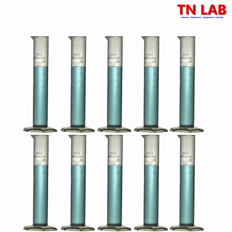 TN LAB Supply Graduated Measuring Cylinder 25ml Polypropylene Plastic PP GMC 10-Pack